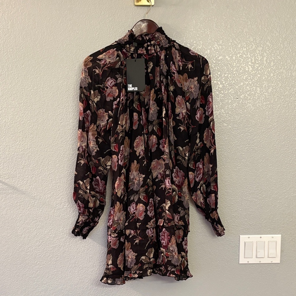 The Kooples Black Floral Long Sleeve Dress